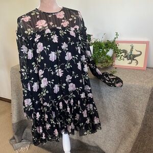 Ulla Johnson Silk Dahlia Rose Floral Print Dress Sz 0 but roomy. Pls see photos.